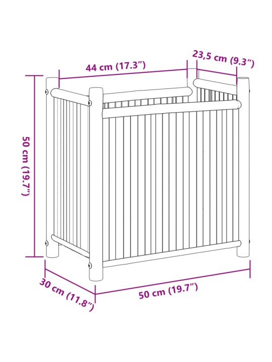 Kukkalaatikko 50x30x50 cm bambu