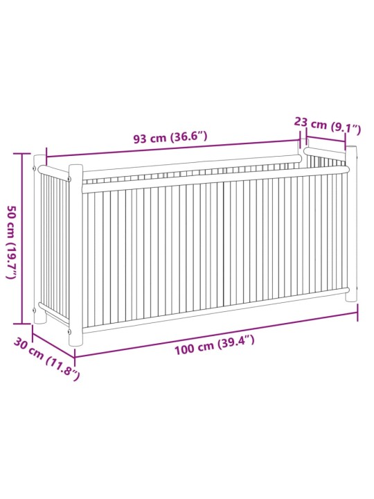 Kukkalaatikko 100x30x50 cm bambu