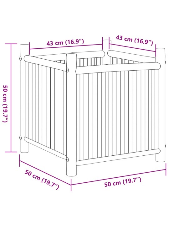 Kukkalaatikko 50x50x50 cm bambu