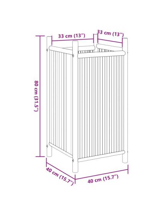 Kukkalaatikko 40x40x80 cm bambu