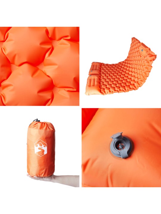 Itsetäyttyvä retkeilypatja tyynyillä 2 hengelle oranssi