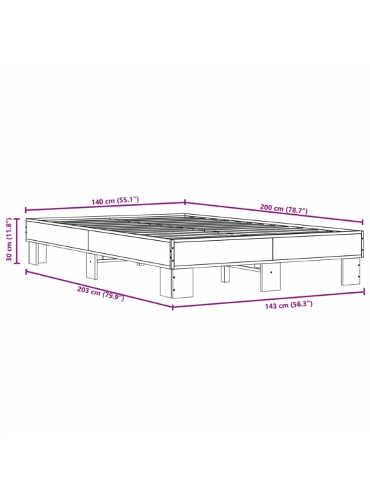 Sängynrunko Sonoma tammi 140x200 cm tekninen puu ja metalli