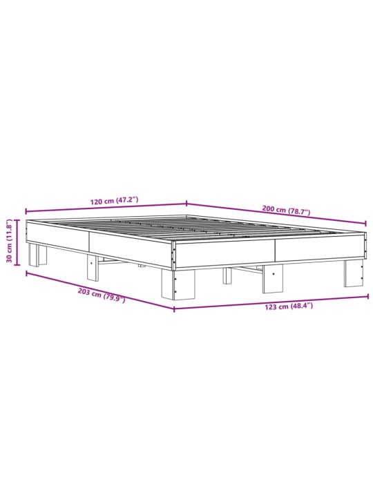 Sängynrunko savutammi 120x200 cm tekninen puu ja metalli