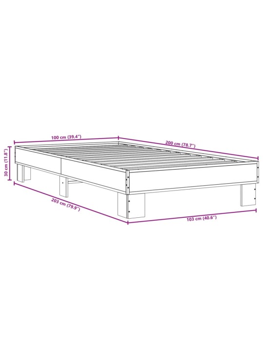 Sängynrunko Sonoma tammi 100x200 cm tekninen puu ja metalli