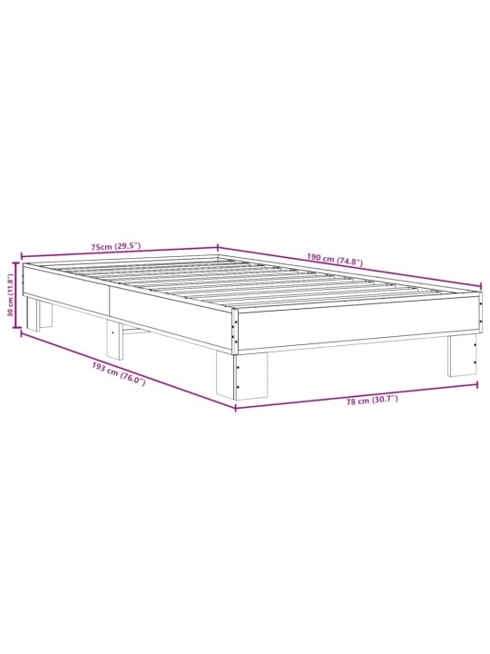 Sängynrunko savutammi 75x190 cm tekninen puu ja metalli