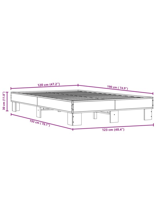 Sängynrunko savutammi 120x190 cm tekninen puu ja metalli