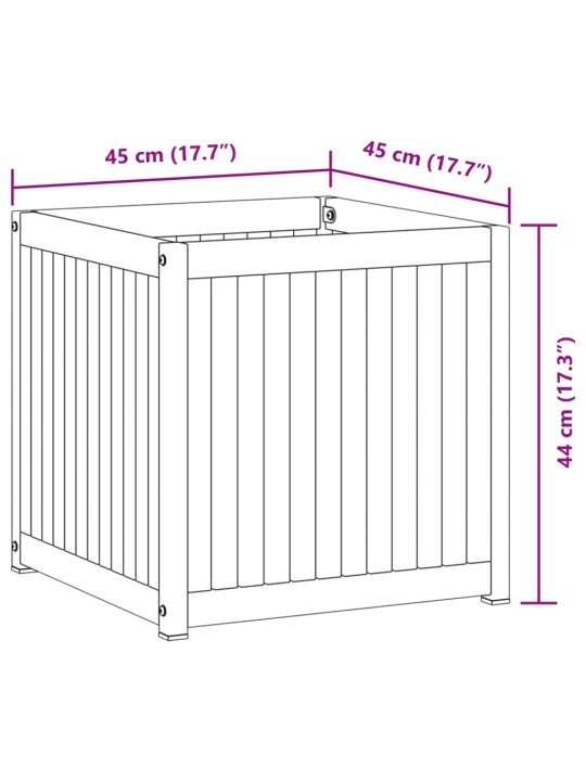 Kukkalaatikko 45x45x44 cm täysi akasiapuu ja teräs