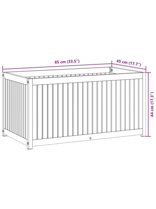 Kukkalaatikko 85x45x44 cm täysi akasiapuu ja teräs