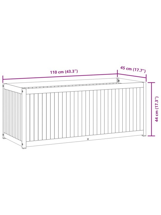 Ulkokukkalaatikko 110x45x44 cm täysi akasiapuu ja teräs