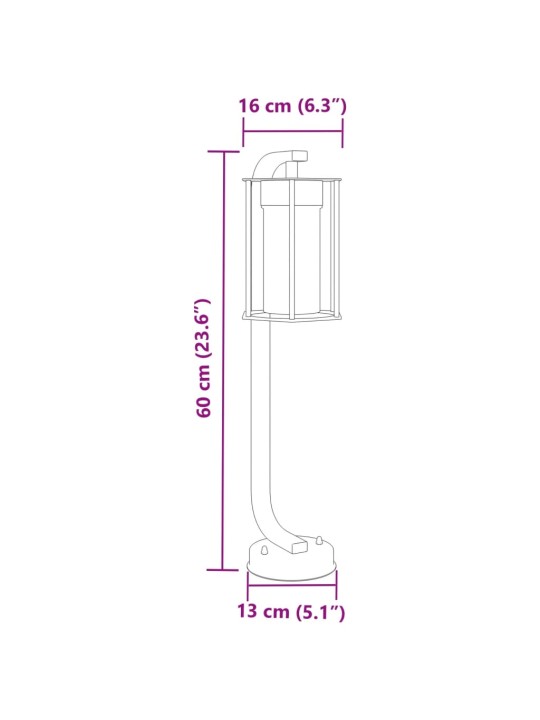 Pylväsvalaisin musta 60 cm ruostumaton teräs