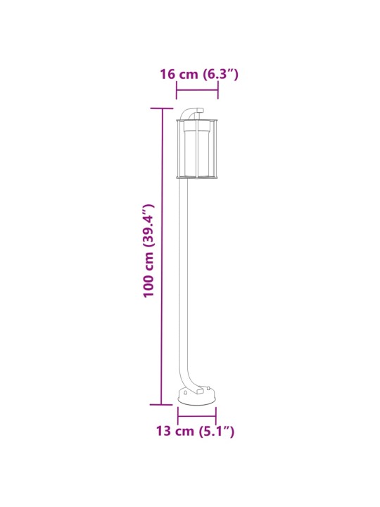 Pylväsvalaisin musta 100 cm ruostumaton teräs