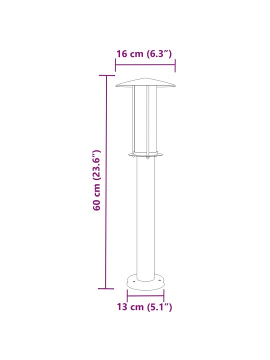 Pylväsvalaisin hopea 60 cm ruostumaton teräs