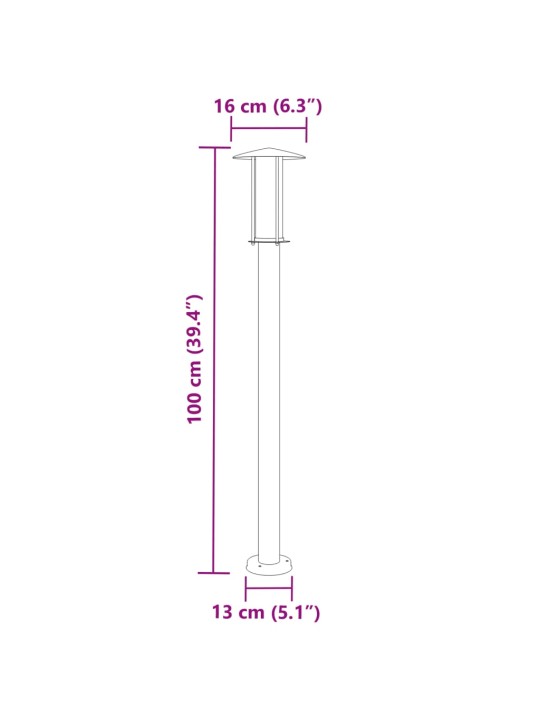 Pylväsvalaisimet 3 kpl hopea 100 cm ruostumaton teräs