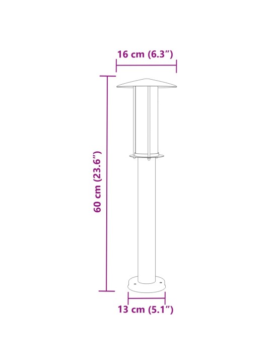 Pylväsvalaisin musta 60 cm ruostumaton teräs