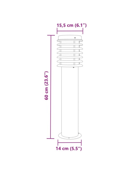 Maavalaisin hopea 60 cm ruostumaton teräs