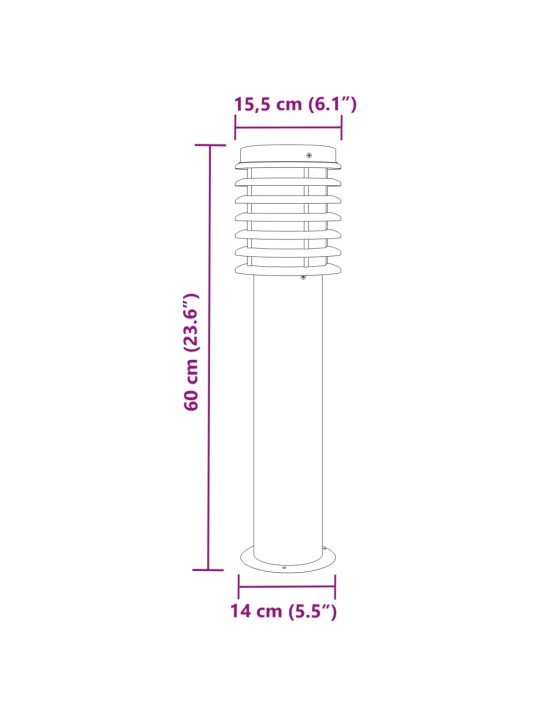 Pylväsvalaisimet 3 kpl hopea 60 cm ruostumaton teräs