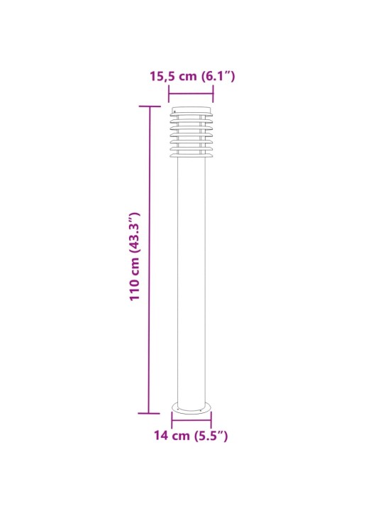 Pylväsvalaisin hopea 110 cm ruostumaton teräs