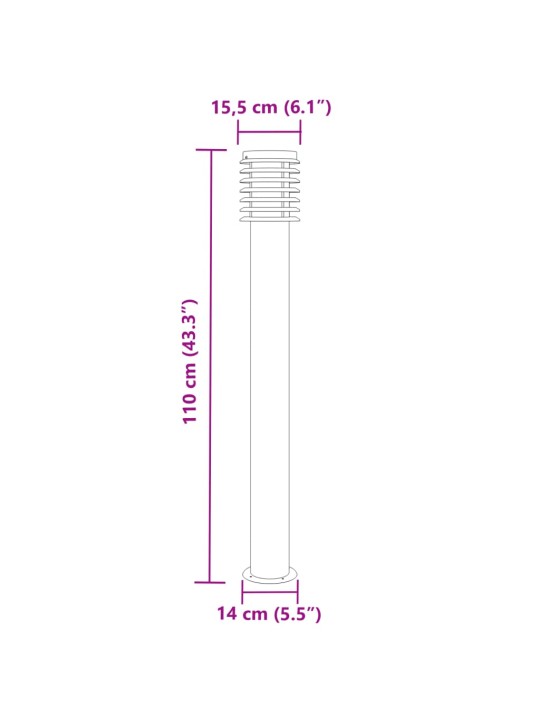 Pylväsvalaisin musta 110 cm ruostumaton teräs