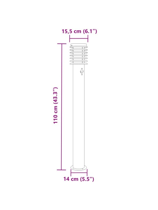 Pylväsvalaisin liiketunnistimella hopea 110 cm teräs