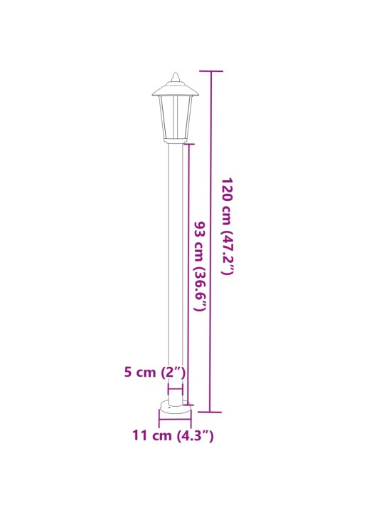 Pylväsvalaisin hopea 120 cm ruostumaton teräs