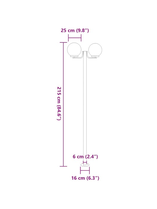 Pylväsvalaisimet 3 kpl hopea 215 cm ruostumaton teräs