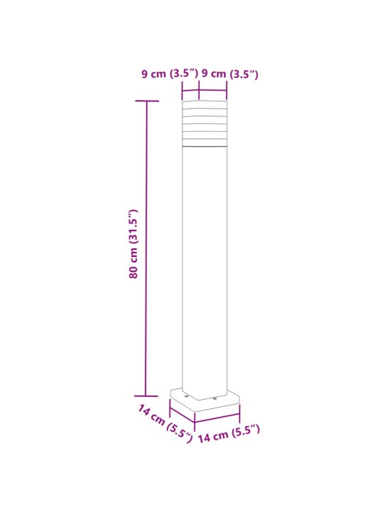 Pylväsvalaisimet 3 kpl musta 80 cm alumiini