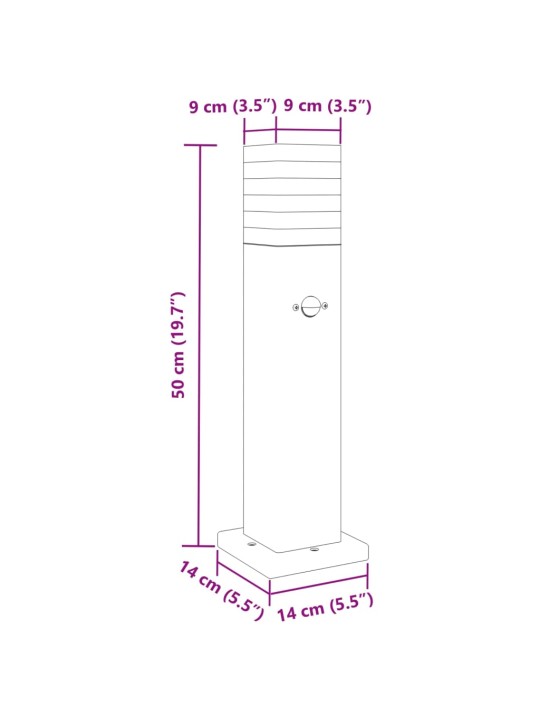 Pylväsvalaisin liiketunnistimella musta 50 cm alumiini