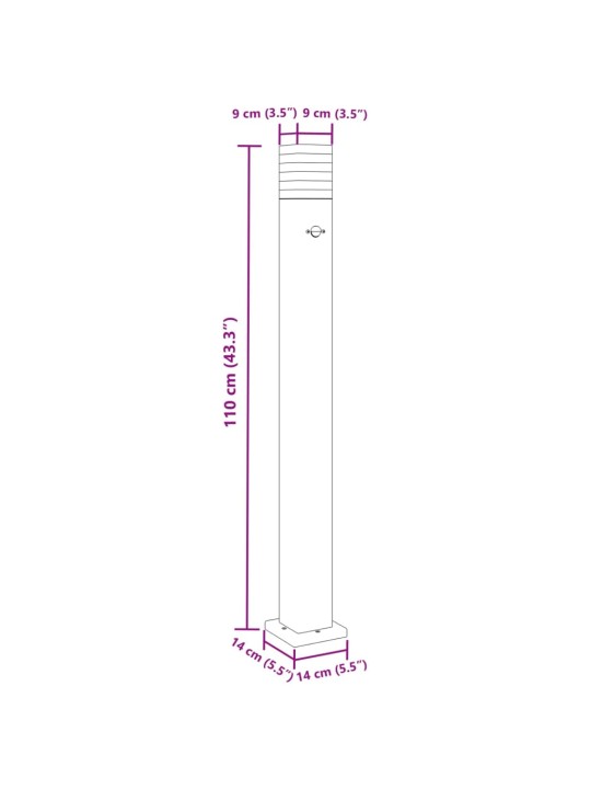 Pylväsvalaisin liiketunnistimella musta 110 cm alumiini