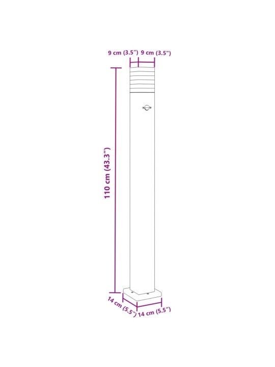 Pylväsvalaisimet liiketunnistimella 3 kpl musta 110 cm alumiini