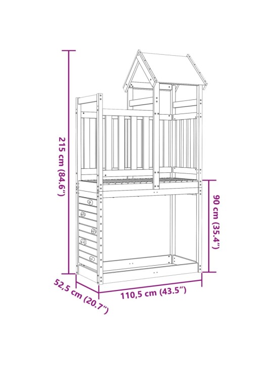 Leikkitorni kiipeilykiviseinällä 110,5x52,5x215 cm douglaskuusi