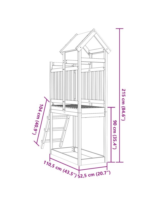 Leikkitorni tikkailla 110,5x52,5x215 cm douglaskuusi