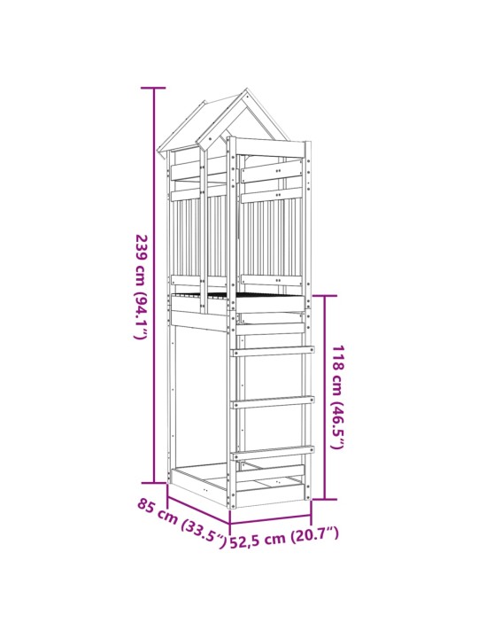 Leikkitorni 85x52,5x239 cm kyllästetty mänty