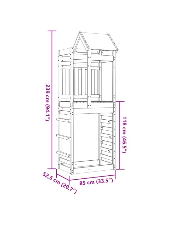 Leikkitorni kiipeilykiviseinällä 85x52,5x239 cm douglaskuusi