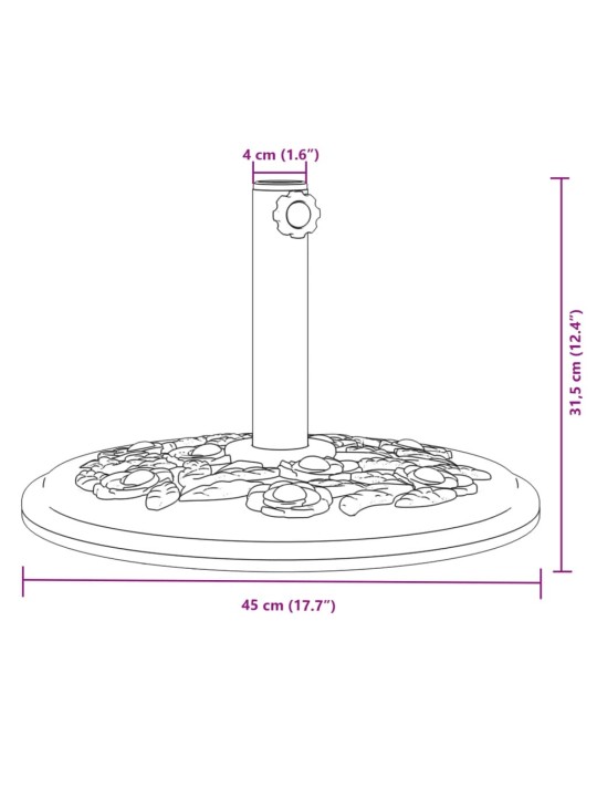 Aurinkovarjon jalusta Ø38 / 48 mm tangolle 12 kg pyöreä