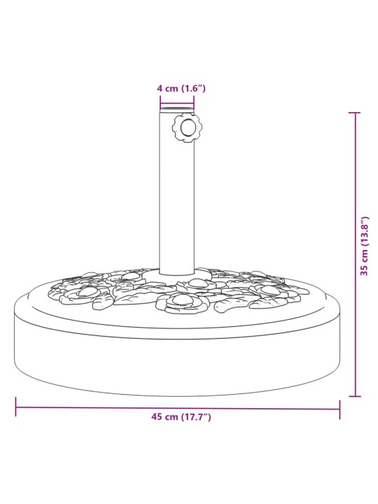 Aurinkovarjon jalusta Ø38 / 48 mm tangolle 25 kg pyöreä