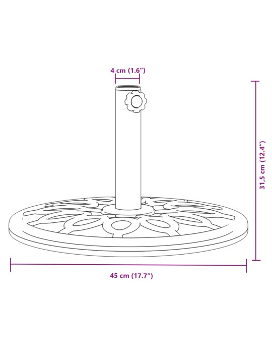 Aurinkovarjon jalusta Ø38 / 48 mm tangolle 12 kg pyöreä