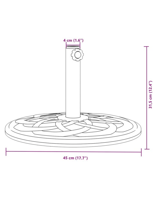 Aurinkovarjon jalusta Ø38 / 48 mm tangolle 12 kg pyöreä