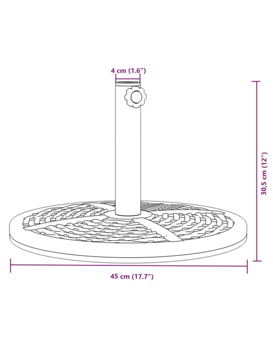 Aurinkovarjon jalusta Ø38 / 48 mm tangolle 12 kg pyöreä