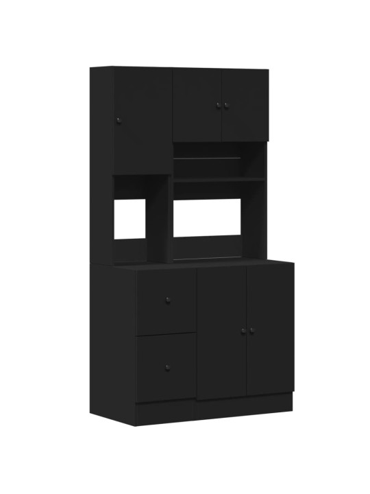 Keittiökaappi musta 95x50x180 cm tekninen puu