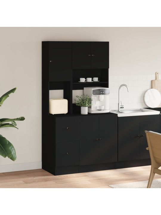 Keittiökaappi musta 95x50x180 cm tekninen puu
