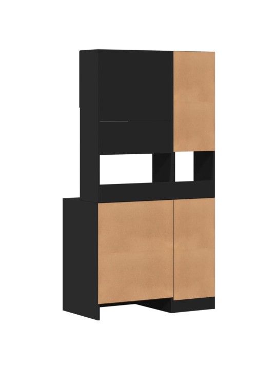 Keittiökaappi musta 95x50x180 cm tekninen puu