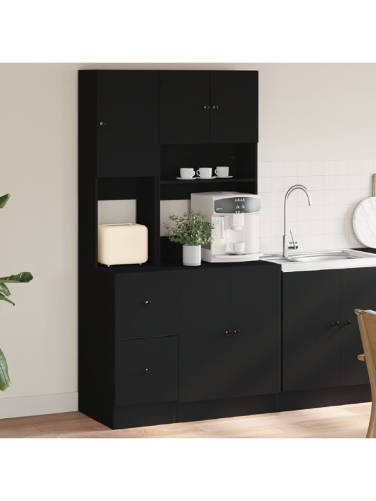 Keittiökaappi musta 95x50x180 cm tekninen puu