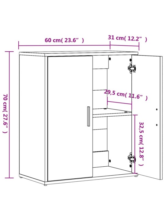 Senkit 2 kpl harmaa Sonoma 60x31x70 cm tekninen puu
