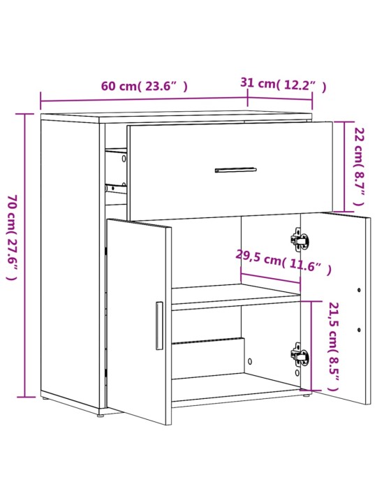 Senkit 2 kpl valkoinen 60x31x70 cm tekninen puu