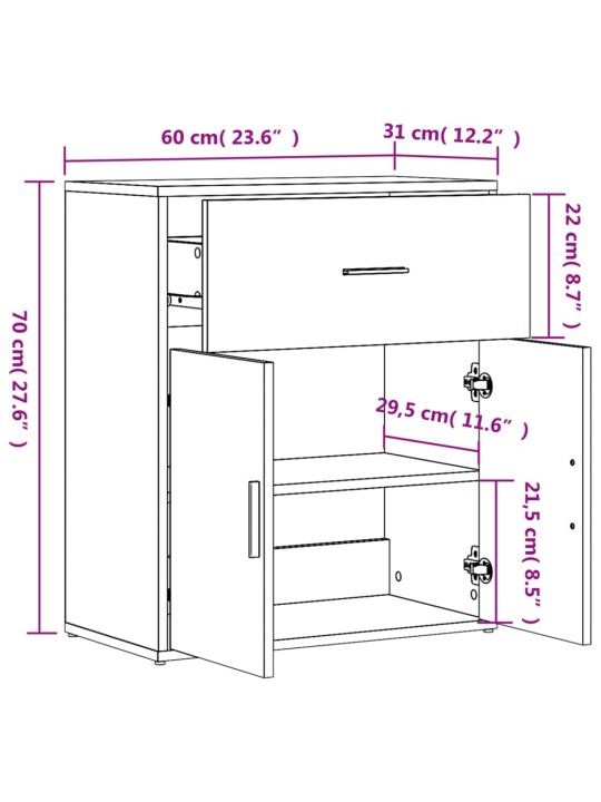 Senkit 2 kpl Sonoma-tammi 60x31x70 cm tekninen puu