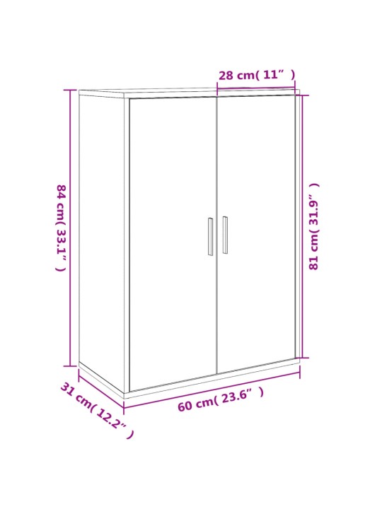 Senkit 2 kpl betoninharmaa 60x31x84 cm tekninen puu