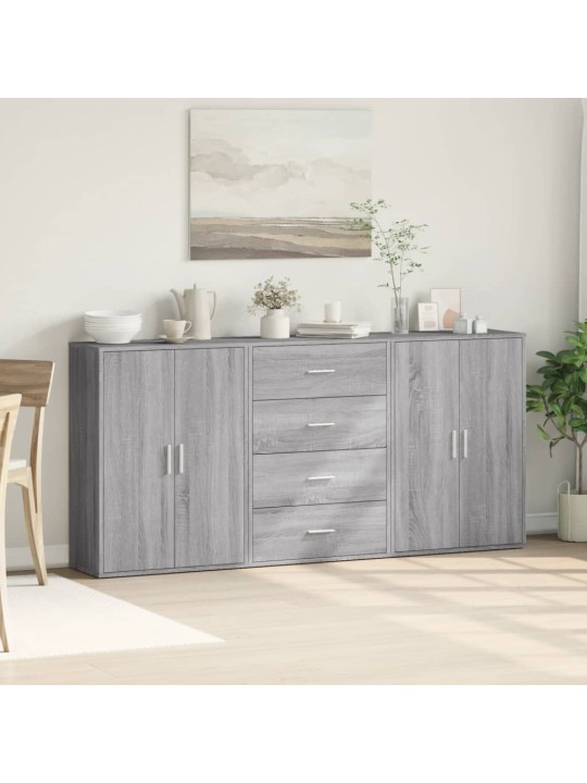 Senkit 3 kpl harmaa Sonoma 60x31x84 cm tekninen puu