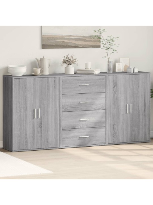 Senkit 3 kpl harmaa Sonoma 60x31x84 cm tekninen puu