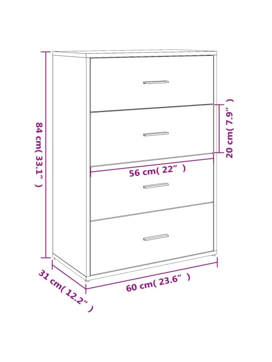 Senkit 2 kpl Sonoma-tammi 60x31x84 cm tekninen puu