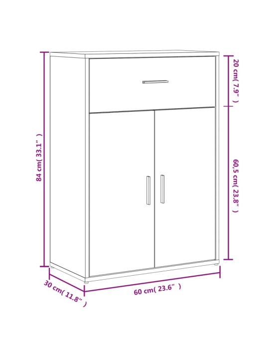 Senkit 2 kpl Sonoma-tammi 60x30x84 cm tekninen puu